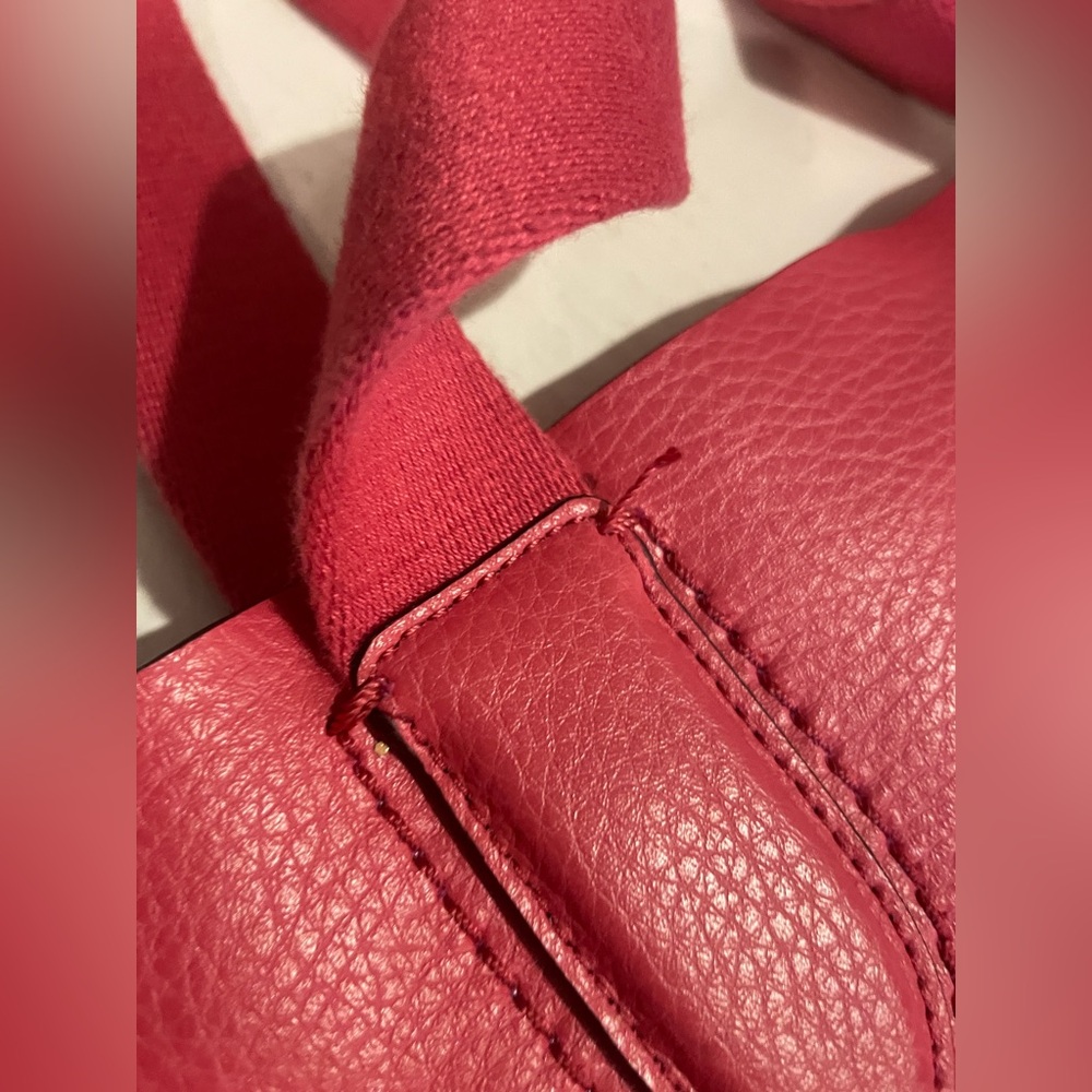 Coach Derby Tote F58660 Strawberry Red Pebbled Leather Large Shoulder Bag - Picture 13 of 14
